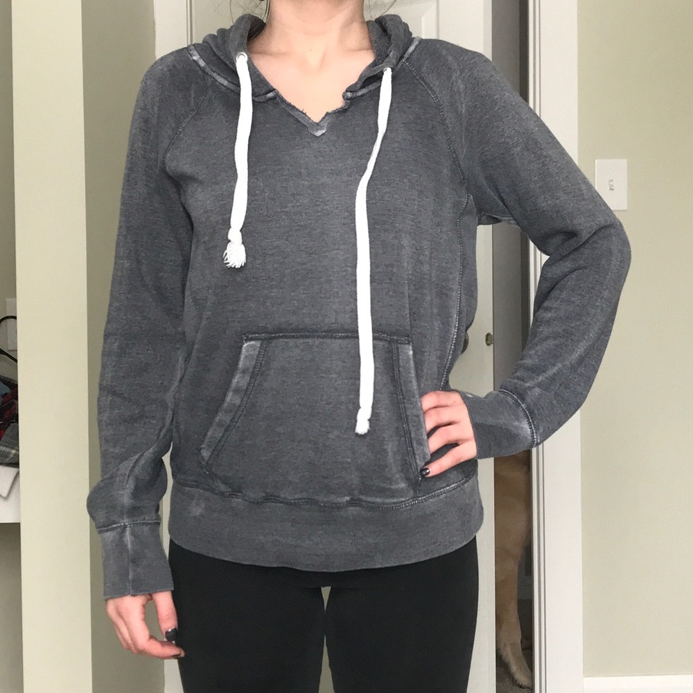 Grey mineral washed hoodie small ocean drive